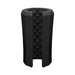 Black silicone stroker with textured beaded interior and open-ended design for easy cleaning.
