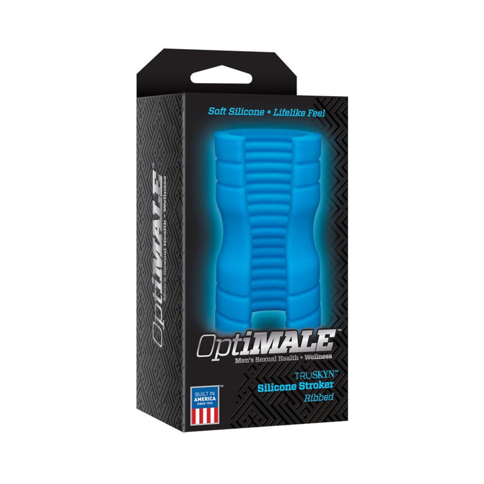 Optimale Truskyn Silicone Stroker Ribbed Blue - SexToy.com