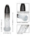 Black automatic smart penis pump with clear cylinder, thick open end sleeve, and touch control buttons shown with size measurements.