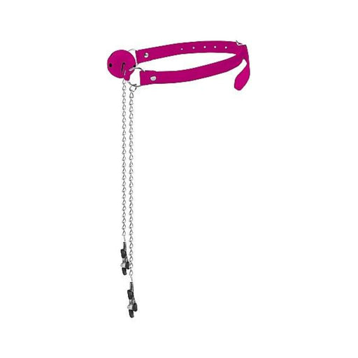 Ouch Ball Gag W/nipple Clamps Pink - SexToy.com
