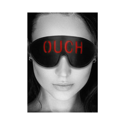 Ouch! Black & White Bonded Leather Eye Mask Ouch With Elastic Straps Black | SexToy.com