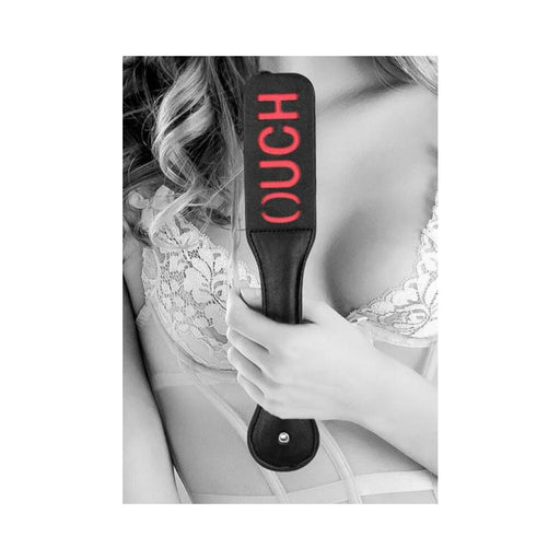 Ouch! Black & White Bonded Leather Paddle Ouch Black | SexToy.com