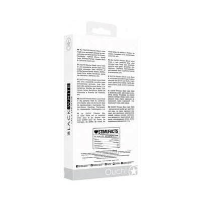 Packaging box of Ouch! Black & White Lace Eye Mask Princess Black with product details and branding.