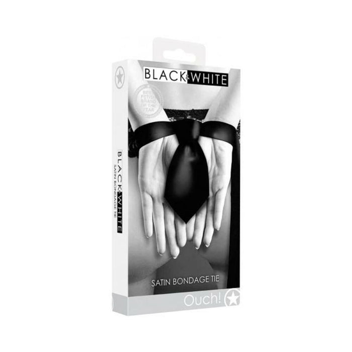 Ouch! Black & White Satin Bondage Tie Black | SexToy.com