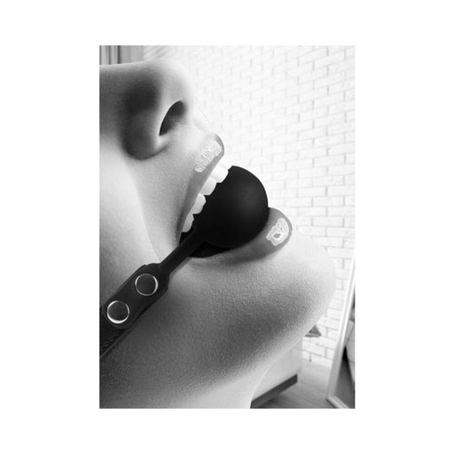 Ouch! Black & White Silicone Ball Gag With Adjustable Bonded Leather Straps Black | SexToy.com