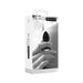 Packaging of Ouch! Black & White silicone butt plug featuring a removable jewel and elegant black and white design.