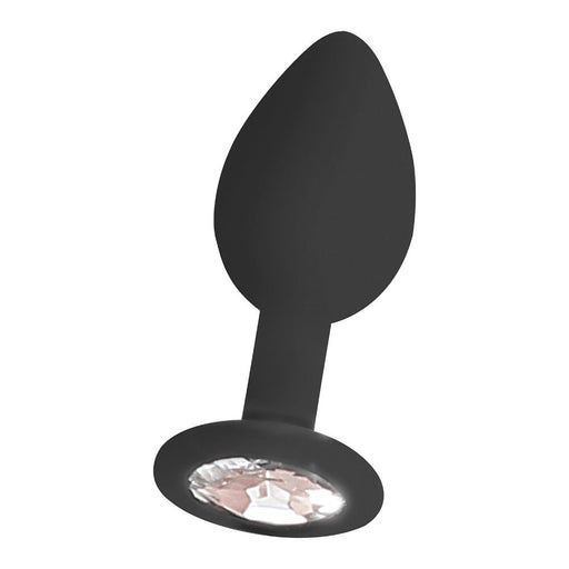 Ouch! Black & White Silicone Butt Plug With Removable Jewel Black | SexToy.com