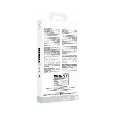 Packaging box of Ouch! Black & White Submission Mask with product details and branding on a white background.
