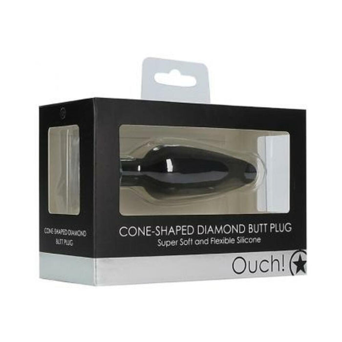 Ouch Cone-shaped Diamond Butt Plug - Black | SexToy.com