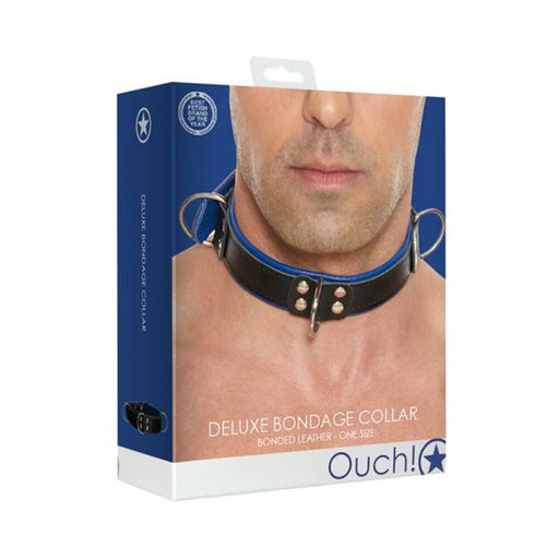 Ouch Deluxe Bondage Collar - One Size - Blue | SexToy.com