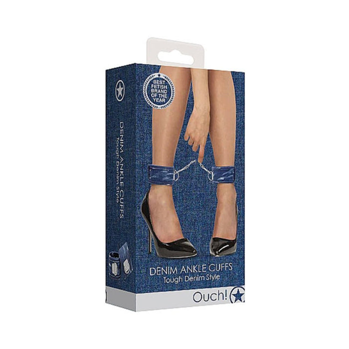 Ouch! Denim Ankle Cuffs - Roughened Denim Style - Blue | SexToy.com
