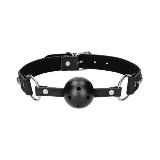 Ouch Diamond Studded Breathable Ball Gag With Straps - Black | SexToy.com
