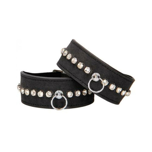 Ouch Diamond Studded Wrist Cuffs - Black | SexToy.com