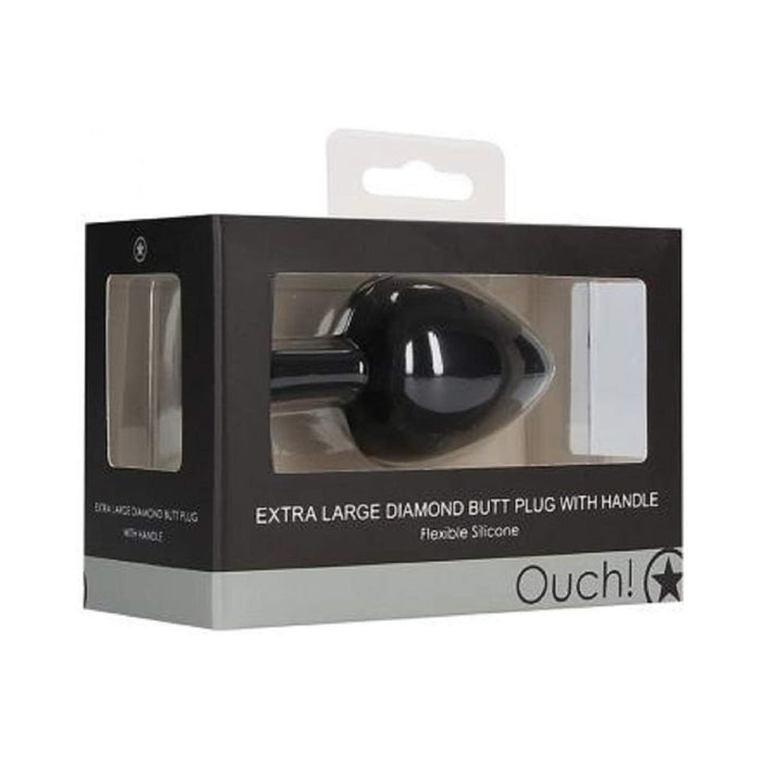 Ouch! Extra Large Diamond Butt Plug With Handle - Black | SexToy.com