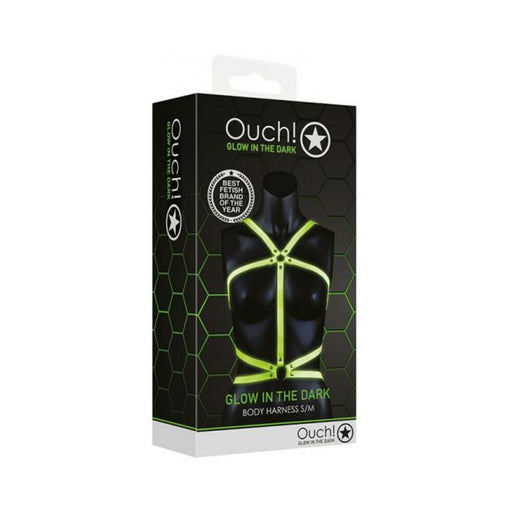 Ouch! Glow Body Harness - Glow In The Dark - Green - S/m | SexToy.com