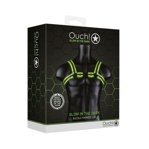 Ouch! Glow Buckle Harness - Glow In The Dark - Green - L/xl | SexToy.com