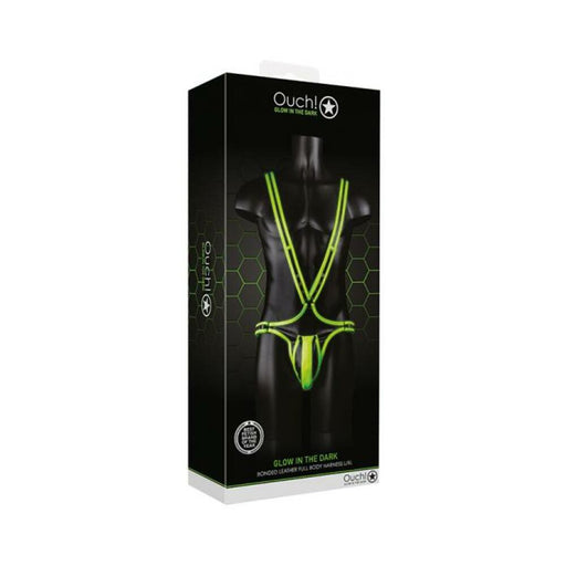 Ouch! Glow Full Body Harness - Glow In The Dark - Green - L/xl | SexToy.com
