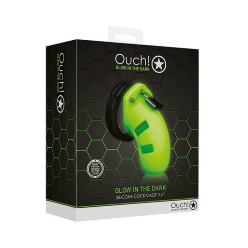 Ouch! Glow Model 20 Cock Cage 3.5 In. - Glow In The Dark - Green | SexToy.com