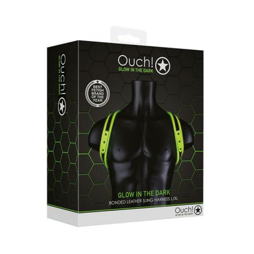 Ouch! Glow Sling Harness - Glow In The Dark - Green - L/xl | SexToy.com