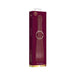 Burgundy leather-look belt flogger with gold ring detail in elegant packaging