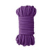 Coiled purple silky Japanese rope designed for comfortable and versatile rope play, 10 meters long.
