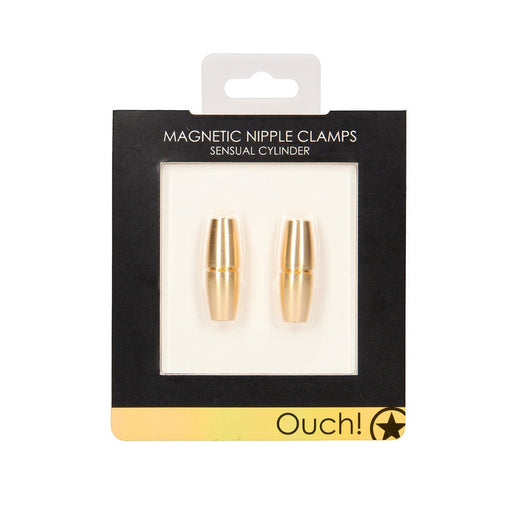 Ouch! Magnetic Nipple Clamps Sensual Cylinder Gold - SexToy.com