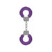 Metal handcuffs with soft purple faux fur lining and a short connecting chain for comfortable restraint play.