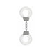 Metal handcuffs lined with soft white faux fur for comfortable, playful restraint.
