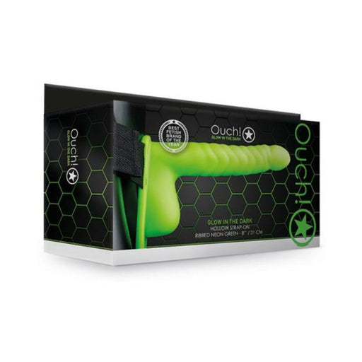 Ouch! Ribbed Hollow Strap-on With Balls 8 In. G.i.t.d. | SexToy.com
