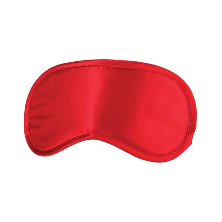 Red soft polyester eye mask with elastic strap for comfortable sensory play and intimate moments.