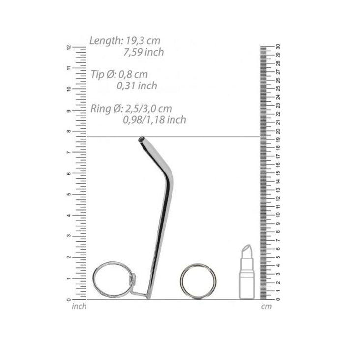 Ouch! Urethral Sounding - Curved Metal Dilator Stick With Ring - 8 Mm | SexToy.com