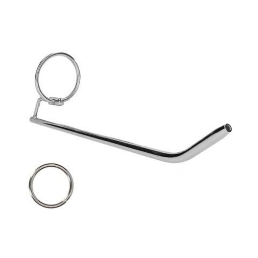 Ouch! Urethral Sounding - Curved Metal Dilator Stick With Ring - 8 Mm | SexToy.com