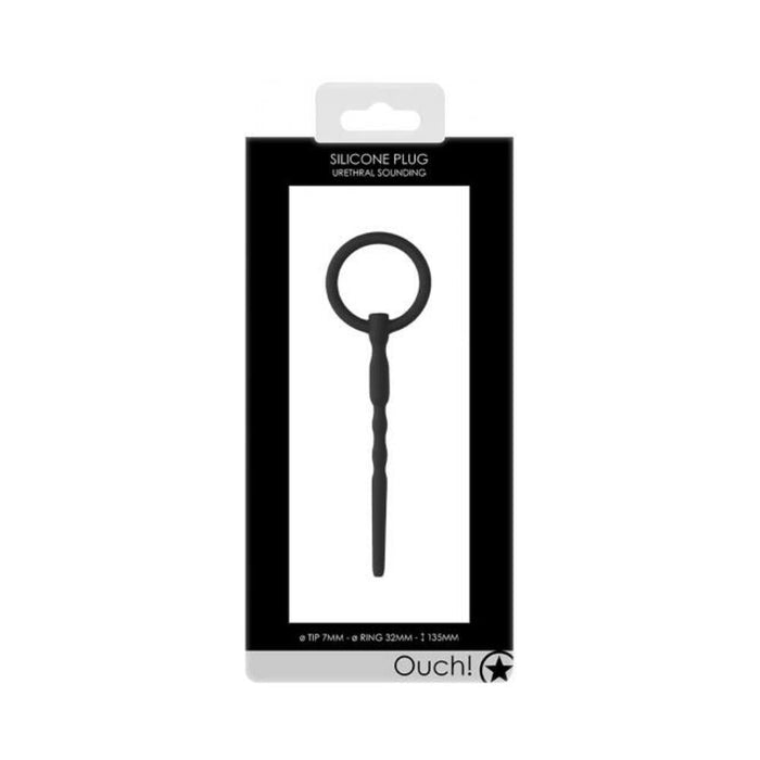 Ouch! Urethral Sounding - Silicone Plug - Black - 7 Mm | SexToy.com