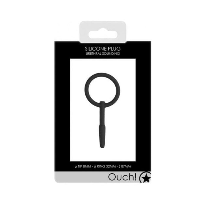 Ouch! Urethral Sounding - Silicone Plug - Black - 8 Mm | SexToy.com