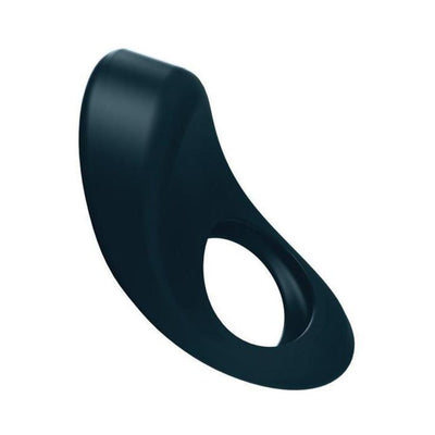 Sleek black silicone vibrating ring with ergonomic curved design and a circular opening for comfortable fit.