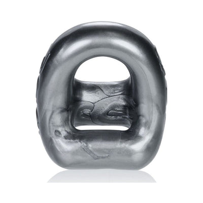 Black flexible 2-in-1 cock ring and ballsling made from soft, stretchy material with a smooth finish.