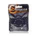 Oxballs black flexible cockring in branded resealable packaging with orange and white logo details