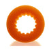 Orange ribbed silicone cockring with a matte velvet finish designed for comfort and enhanced grip.