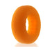 Orange ribbed silicone cockring with a matte velvet finish and textured inner grip for enhanced comfort and performance.