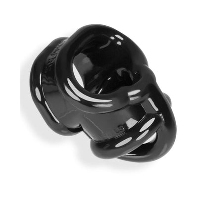 Glossy black flexible ring with interconnected loops designed for comfort and ergonomic support.