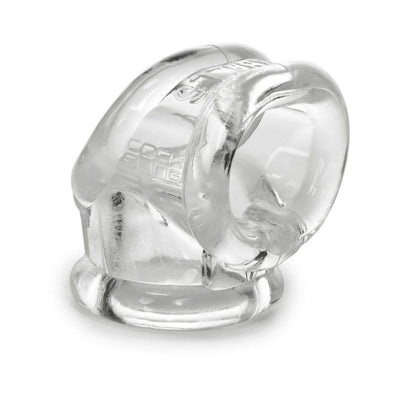 Clear flexible cockring with ergonomic design for comfort and enhanced performance.