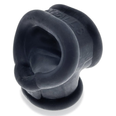 Black silicone cock and ball sling with smooth, stretchy design for support and enhancement, Oxballs Cocksling-2 Night Edition.