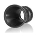 Black silicone cone-shaped chastity device with smooth interior and textured outer ring.