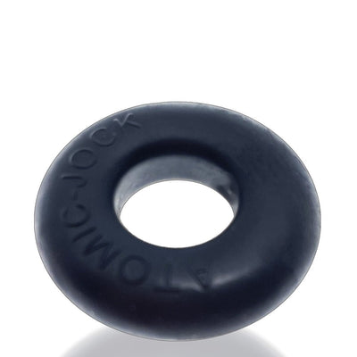 Black silicone Do-nut-2 cockring with smooth matte finish and embossed logo detail