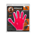 Hot pink textured flexible glove by OxBalls designed for varied sensations, shown in retail packaging.