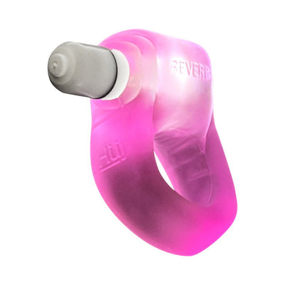 Pink translucent silicone cock ring with built-in gray LED light attachment.