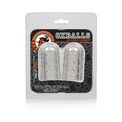 Oxballs Gripper Nipple Puller set in clear flexible TPR with textured diamond plate design in retail packaging.