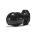 Black medium-sized silicone butt plug with a tapered, smooth design and a flared base for safety.