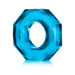 Translucent blue octagonal cockring made from soft, durable material with a smooth inner ring design.