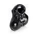 Black flexible ballsack enhancer made of shiny stretchable material with openings for comfort and versatility.